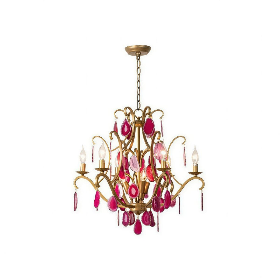 Modern Crystal Chandelier With Agate Arc Centrepiece