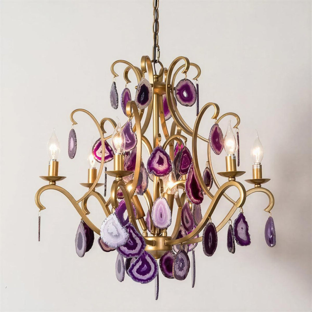 Modern Crystal Chandelier With Agate Arc Centrepiece