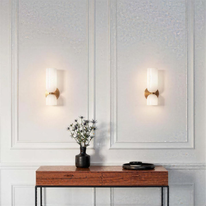 Modern Cylindrical Lighting Wall Light Sconce With Dual Shades