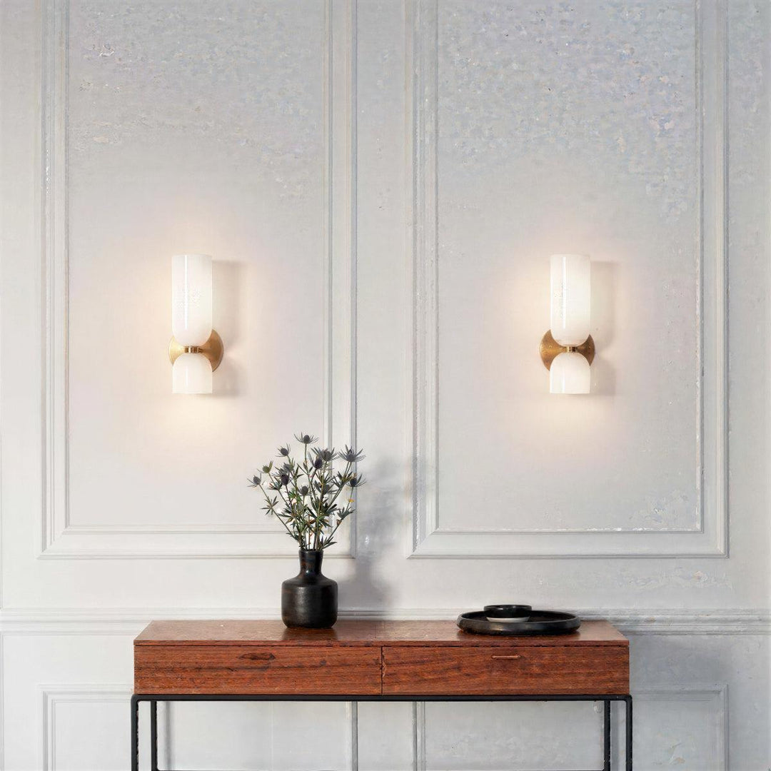 Modern Cylindrical Lighting Wall Light Sconce With Dual Shades