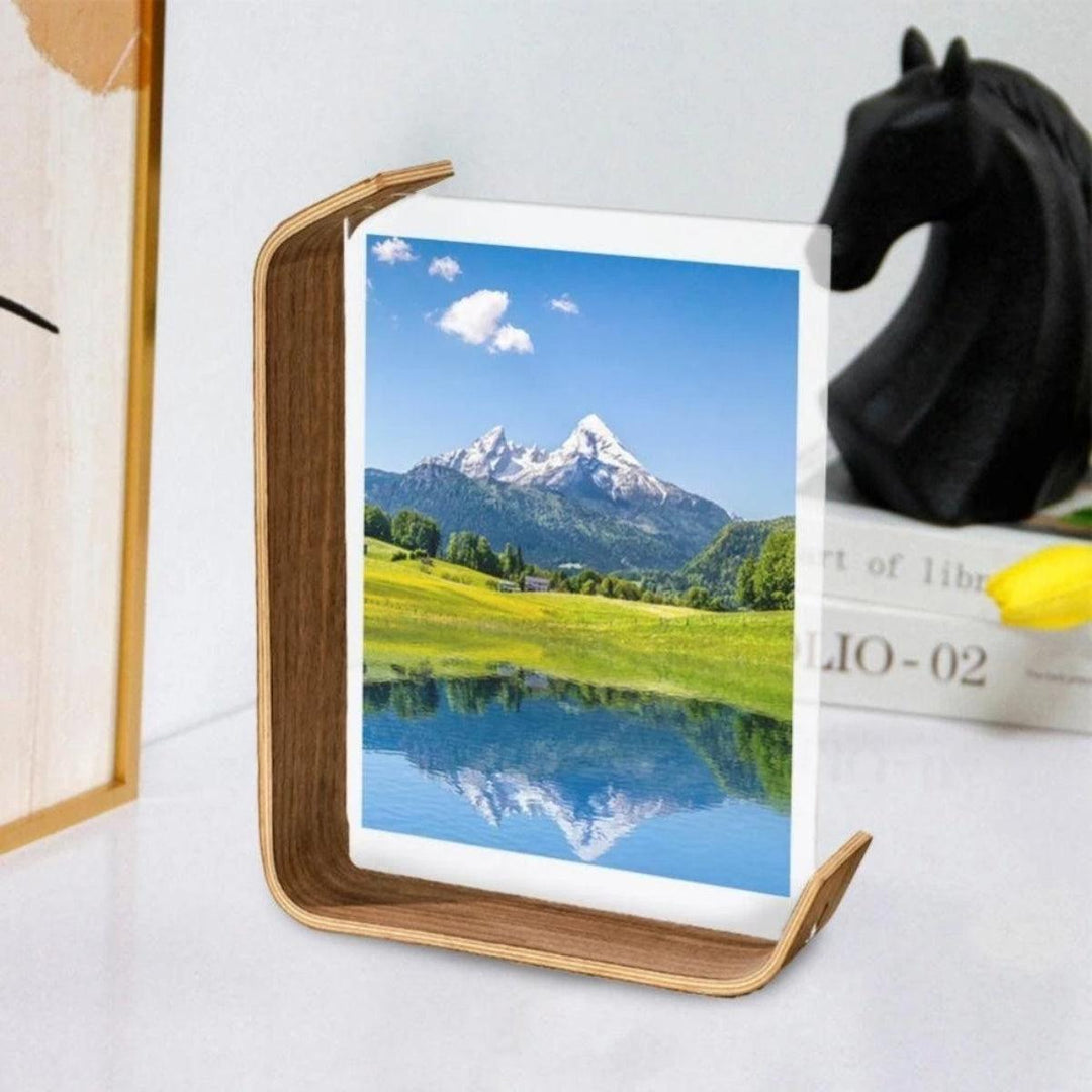 Modern Double Sided Floating Photo Frame With Display For Desk And Shelf