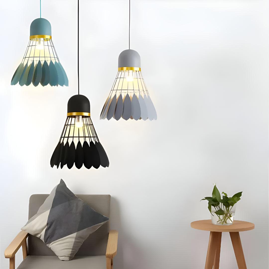 Modern Floral Pendant Lighting with Flower Cage Shade Design