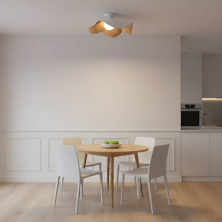 Modern Flush Mount Ceiling Light Fixture With Floral Wave Shape