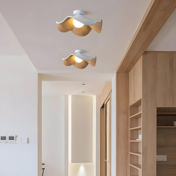 Modern Flush Mount Ceiling Light Fixture With Floral Wave Shape