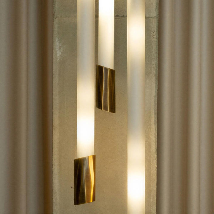 Modern Gold Staircase Chandelier Pendant Lights With Dimmable Vertical Tube Lighting