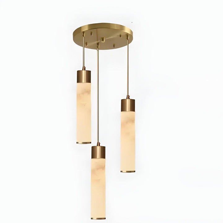 Modern Hanging Alabaster Pendant Light Fixture With Marbled Detail
