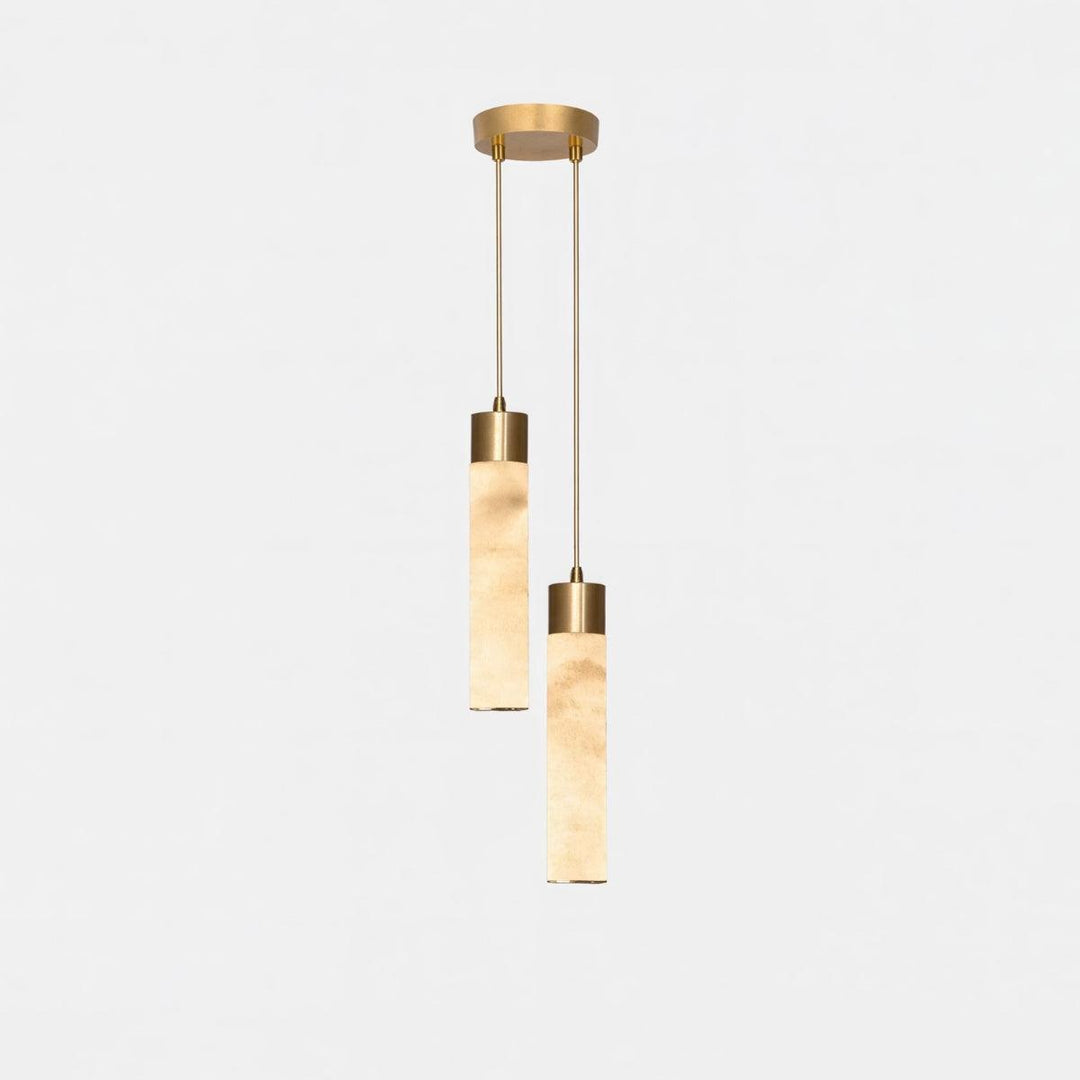 Modern Hanging Alabaster Pendant Light Fixture With Marbled Detail