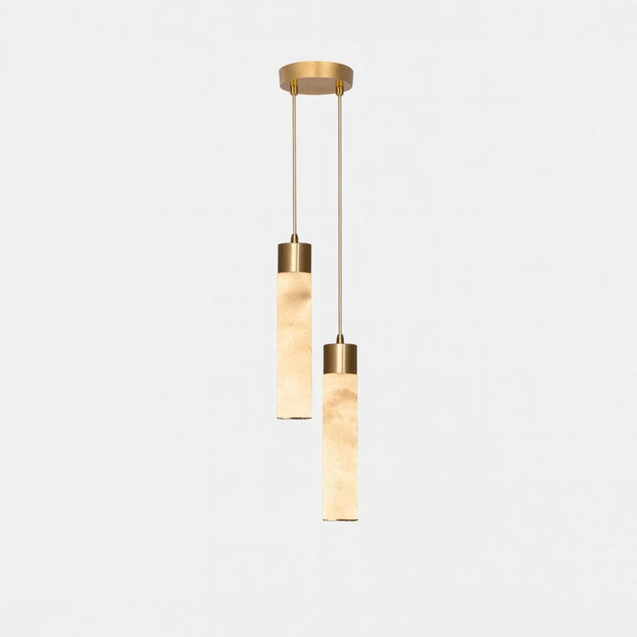 Modern Hanging Alabaster Pendant Light Fixture With Marbled Detail