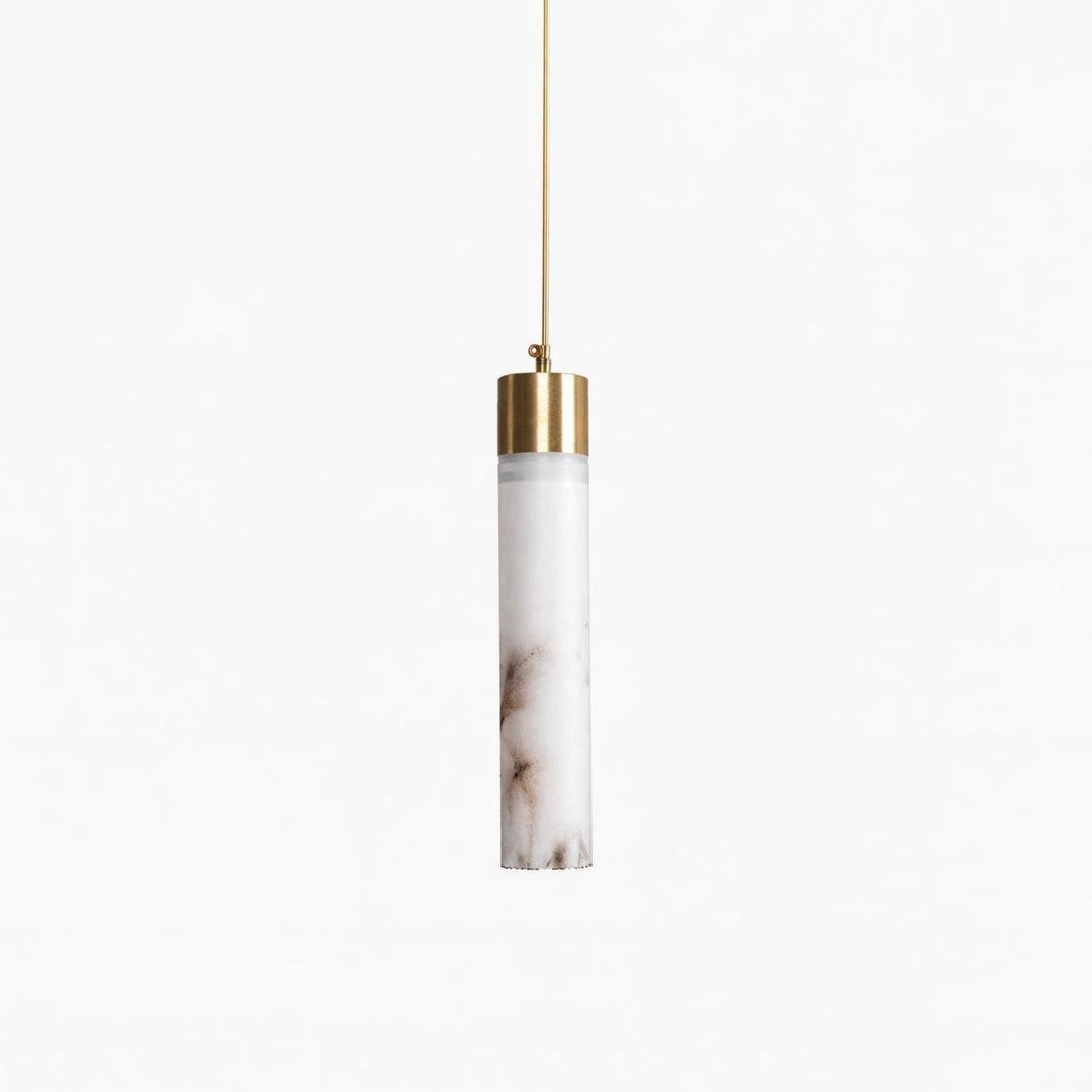 Modern Hanging Alabaster Pendant Light Fixture With Marbled Detail