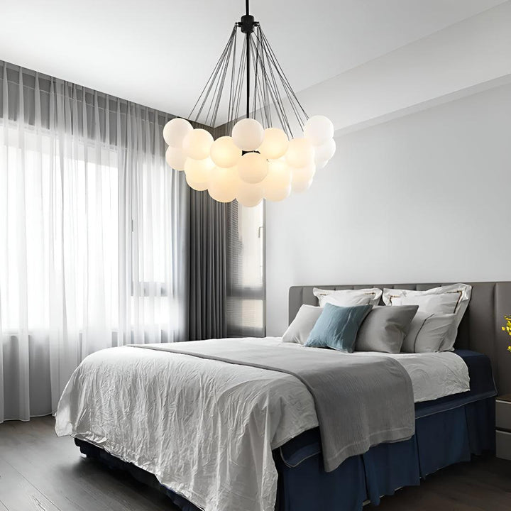 Modern Hanging Bubble Chandelier With Floating Orb Cluster Design