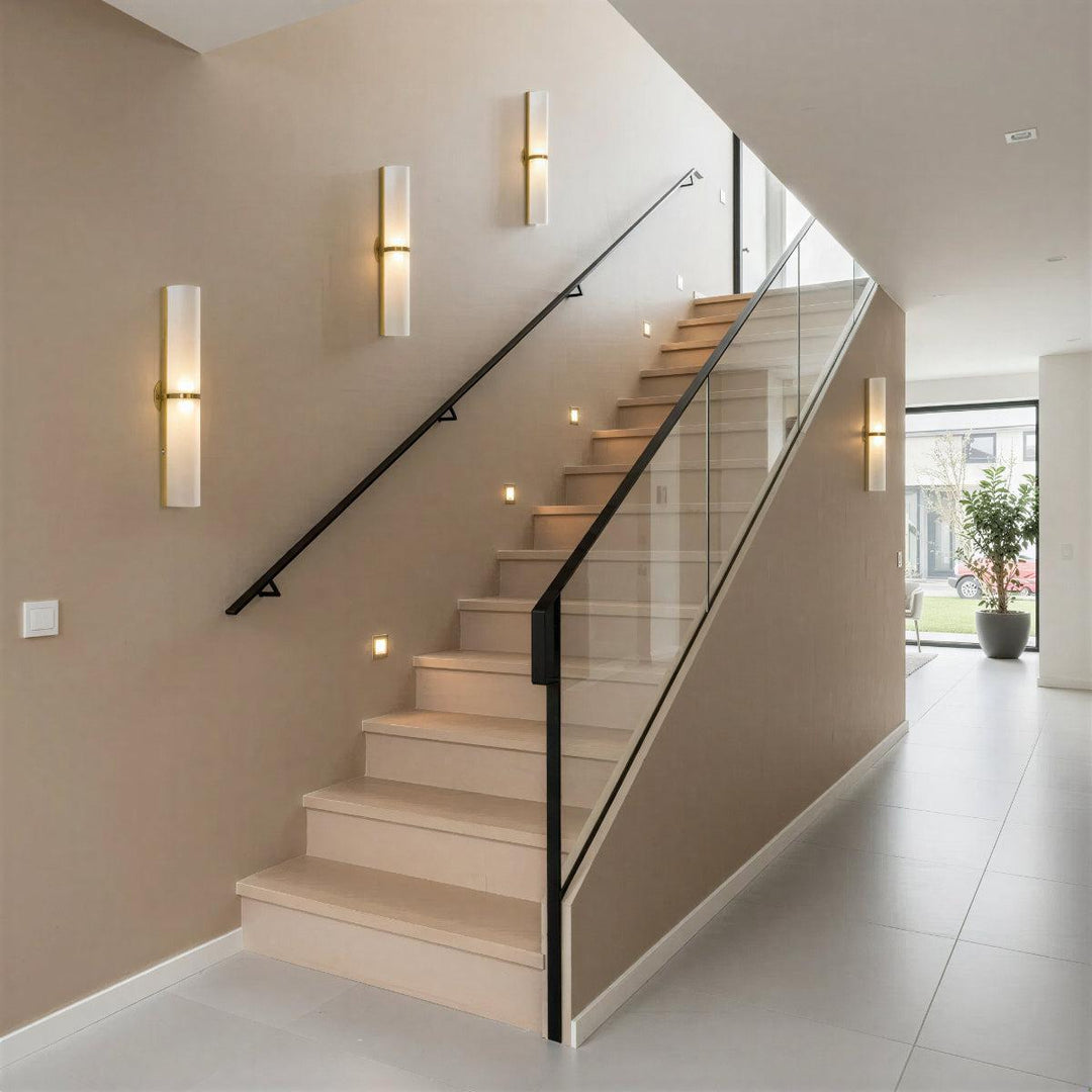 Modern Interior Wall Sconce With Slim Architectural Double Column Design