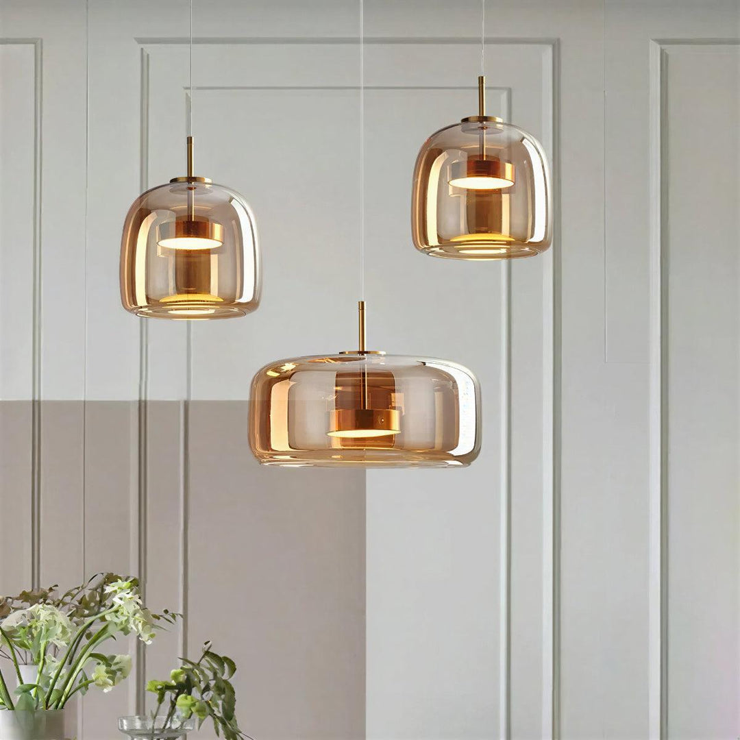 Modern Minimalist Glass Pendant Hanging Light With Adjustable Height Suspension