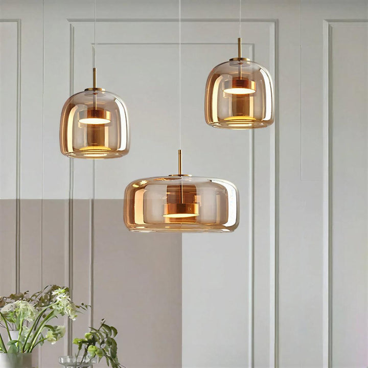 Modern Minimalist Glass Pendant Hanging Light With Adjustable Height Suspension