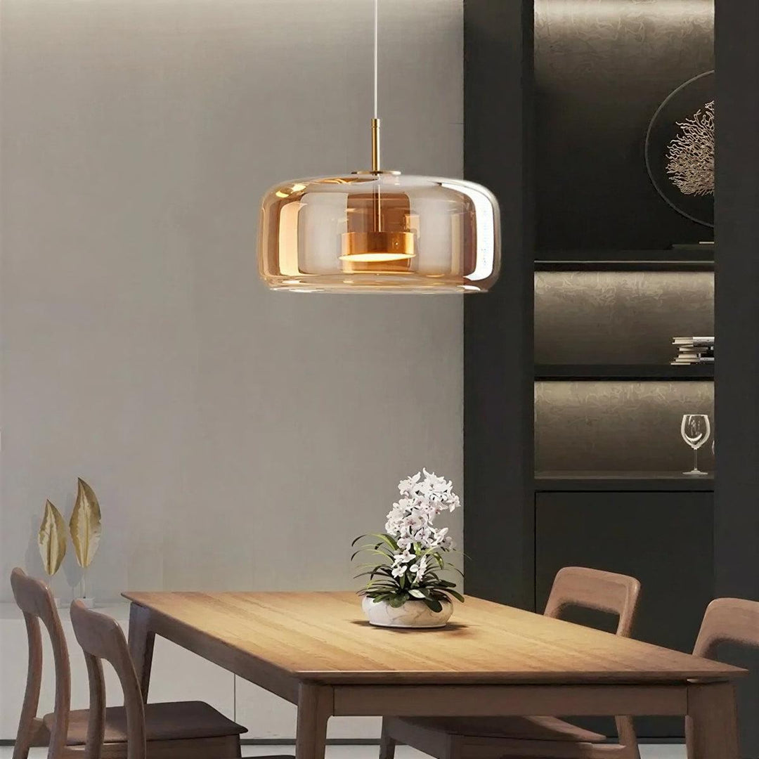 Modern Minimalist Glass Pendant Hanging Light With Adjustable Height Suspension