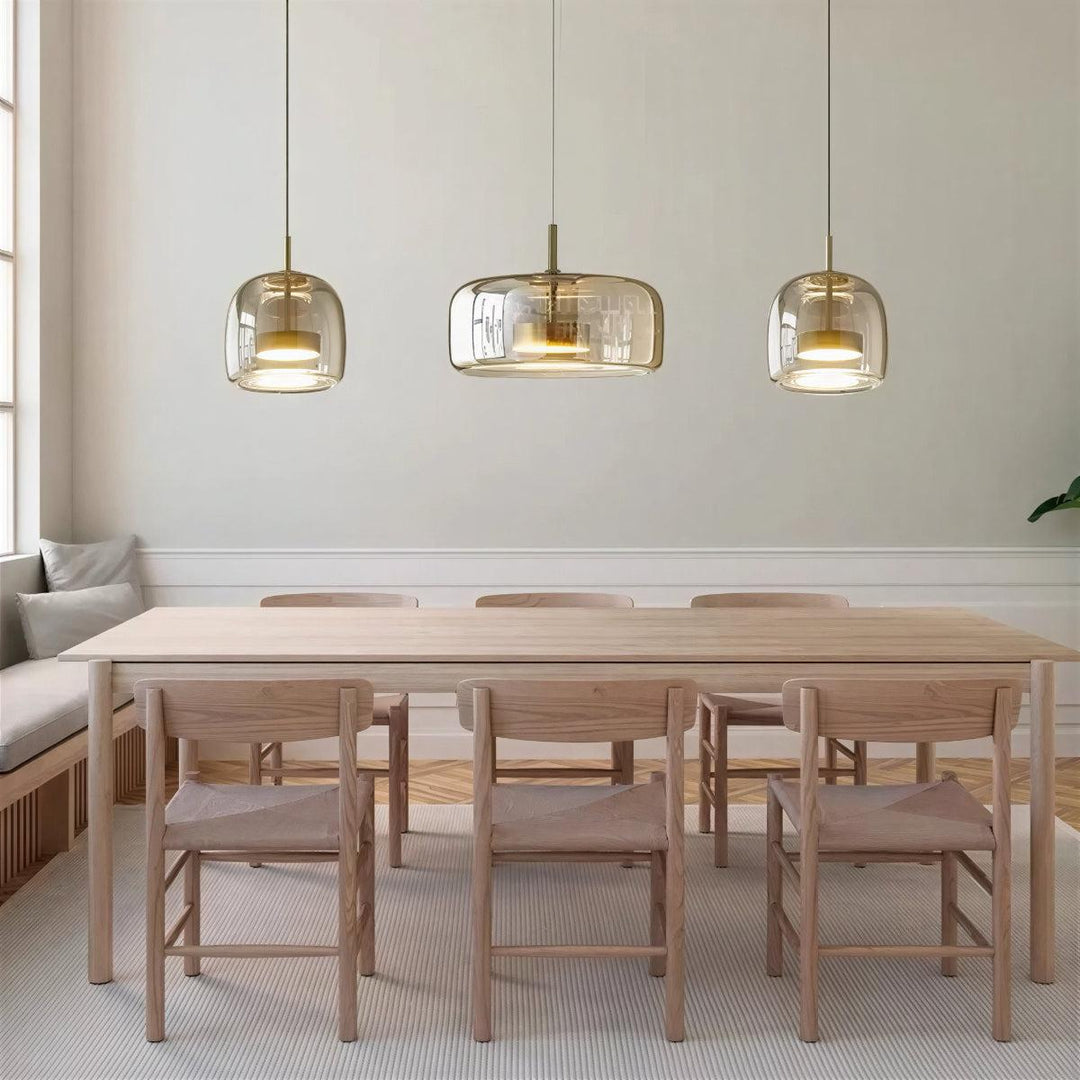 Modern Minimalist Glass Pendant Hanging Light With Adjustable Height Suspension