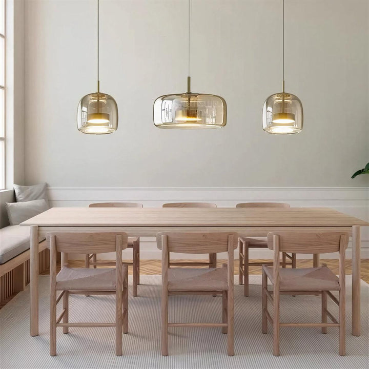 Modern Minimalist Glass Pendant Hanging Light With Adjustable Height Suspension