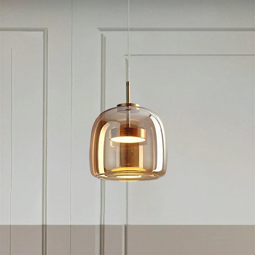 Modern Minimalist Glass Pendant Hanging Light With Adjustable Height Suspension