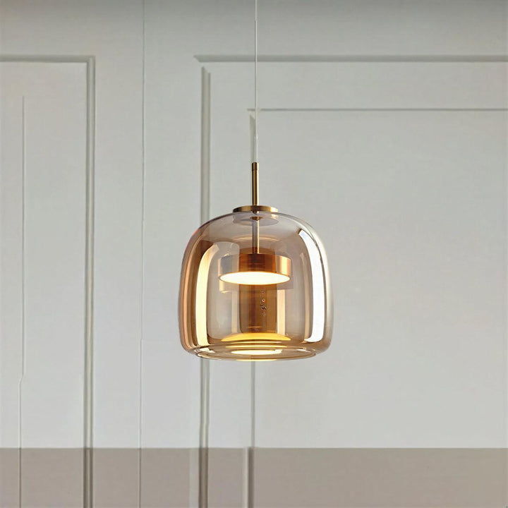 Modern Minimalist Glass Pendant Hanging Light With Adjustable Height Suspension