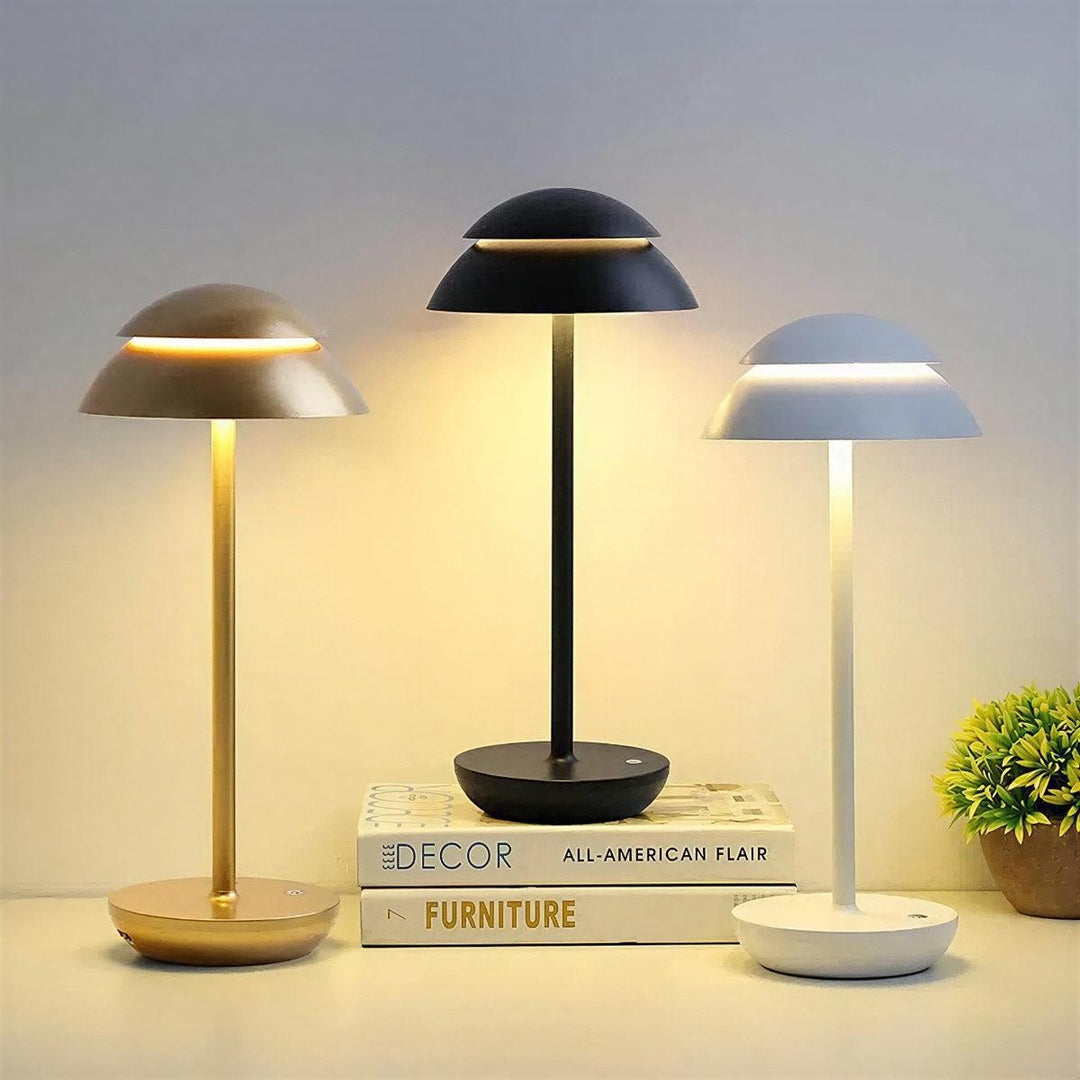 Modern Mushroom Shaped Table Lamp With Rechargeable Battery And Touch Dimmer Control