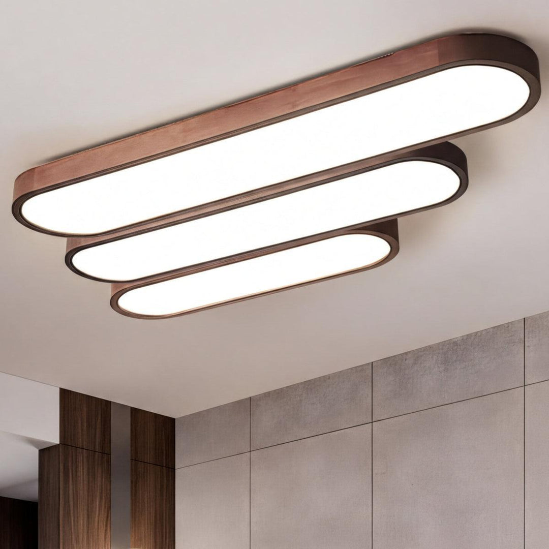 Modern Oval Shaped Linear Flush Mount Ceiling Light Fixture