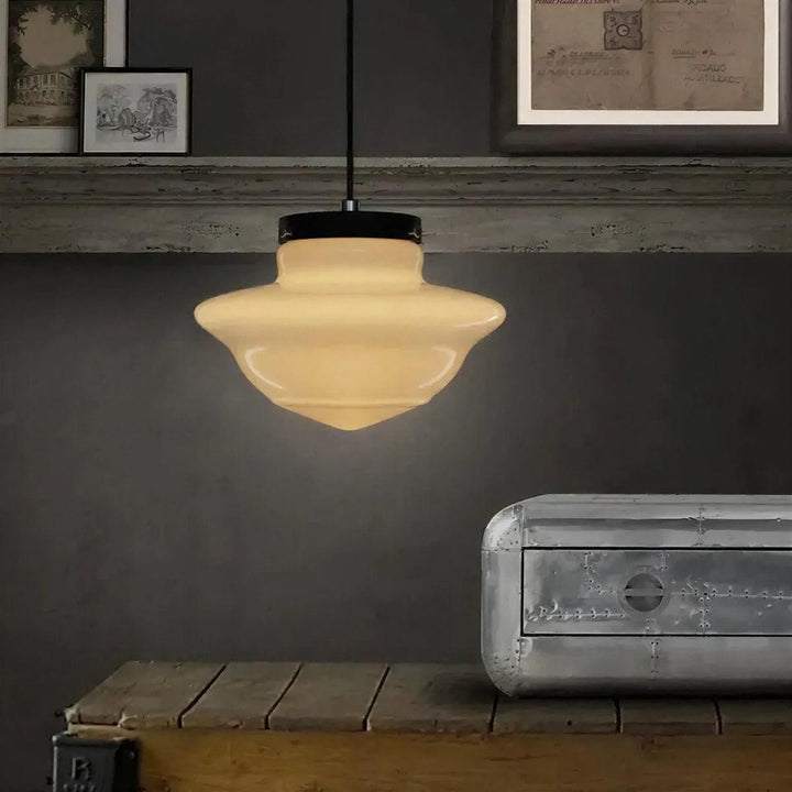 Modern Pendant Light Fixture With Geometric Frosted Glass Shade