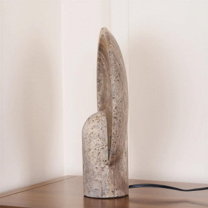 Modern Stone Bowl Table Lamp With Circular Eclipse Backlighting