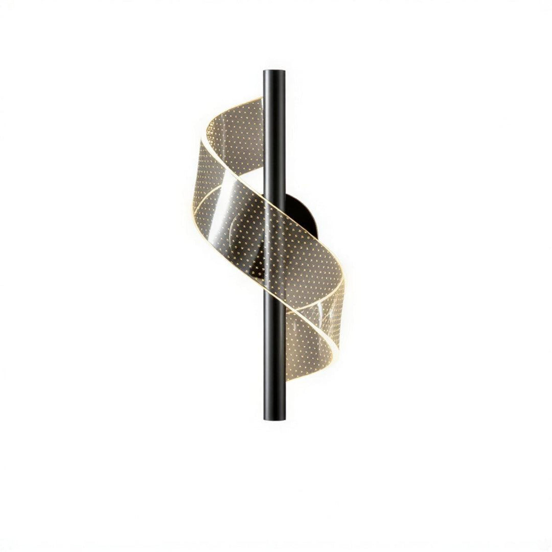 Modern Wall Light Sconce With Decorative Wrapped Spiral Ribbon Pattern
