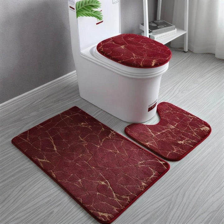 Non Slip Bathroom Mat Set With Matching Rug And Toilet Lid Cover