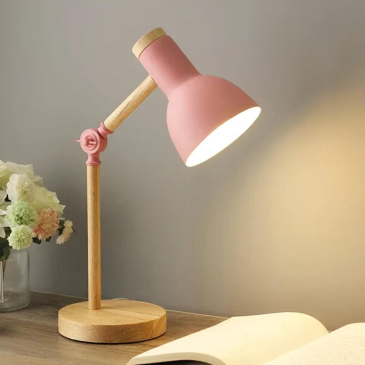 Nordic Scandinavian Wooden Table Lamp With Adjustable Arm