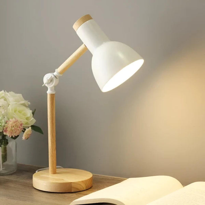 Nordic Scandinavian Wooden Table Lamp With Adjustable Arm