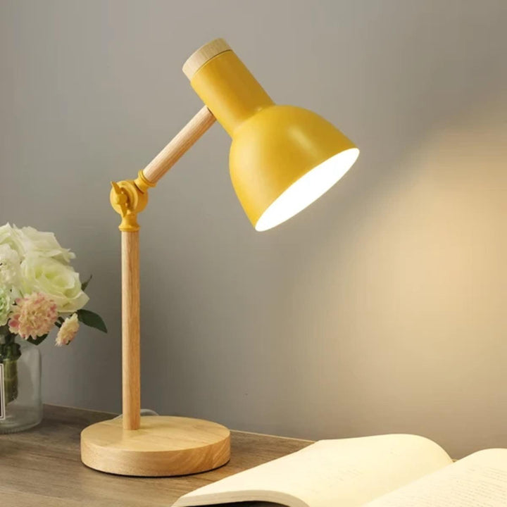Nordic Scandinavian Wooden Table Lamp With Adjustable Arm