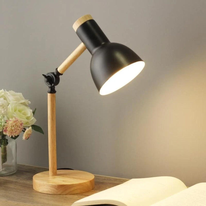 Nordic Scandinavian Wooden Table Lamp With Adjustable Arm