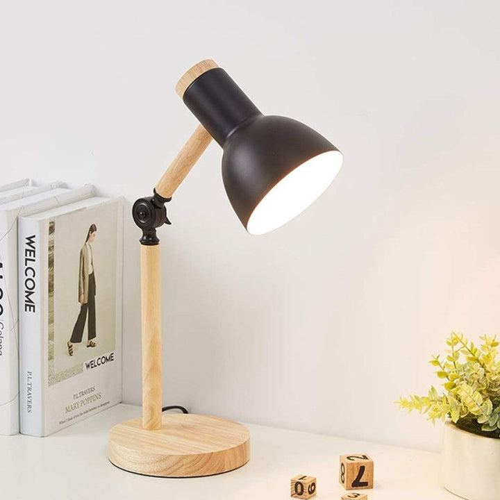 Nordic Scandinavian Wooden Table Lamp With Adjustable Arm