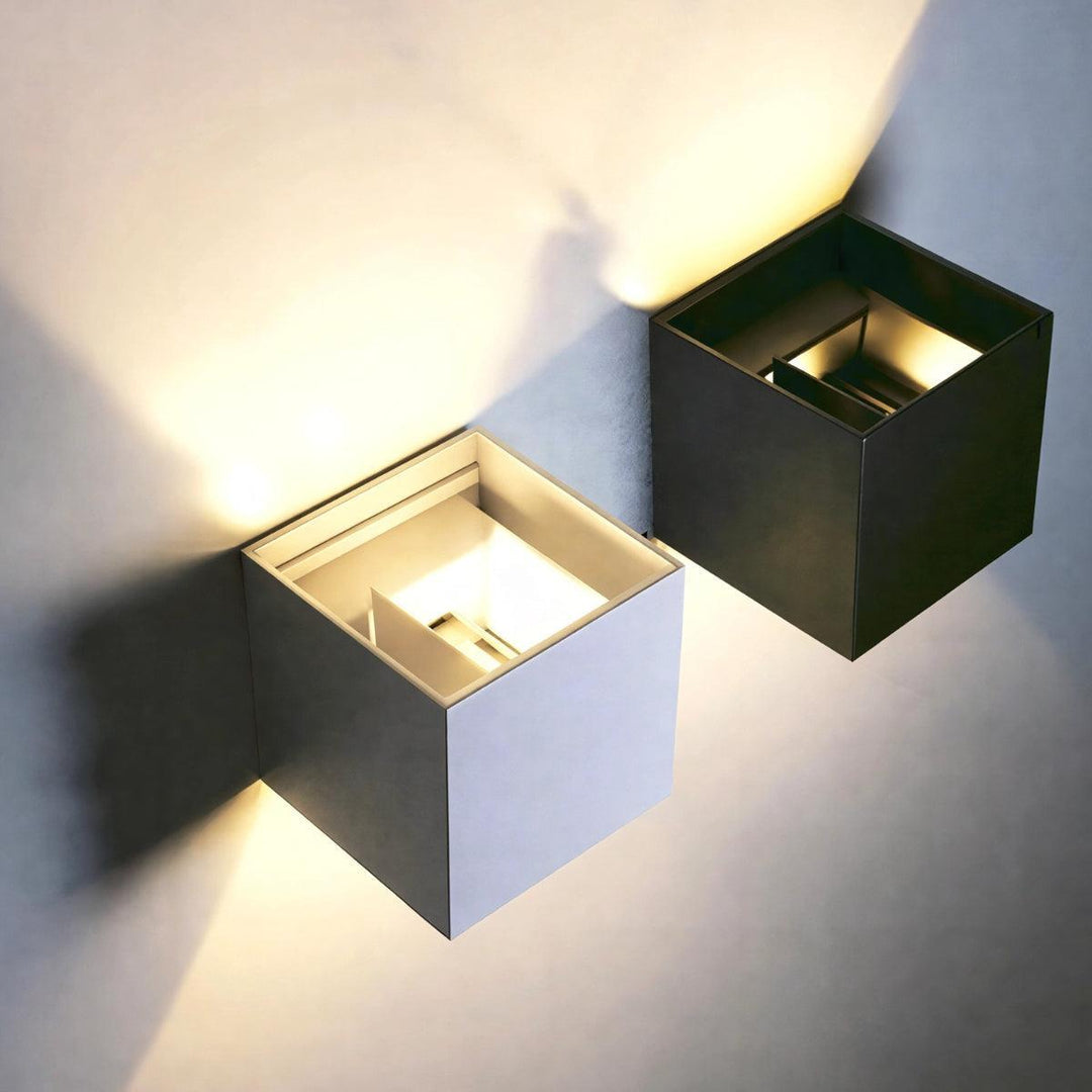 Outdoor Cube Wall Lights With Adjustable Up Down Beam