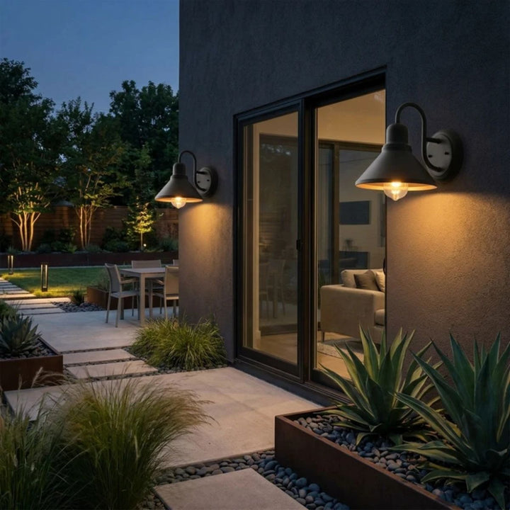 Outdoor Vintage Wall Light With Farmhouse Gooseneck Barn Design