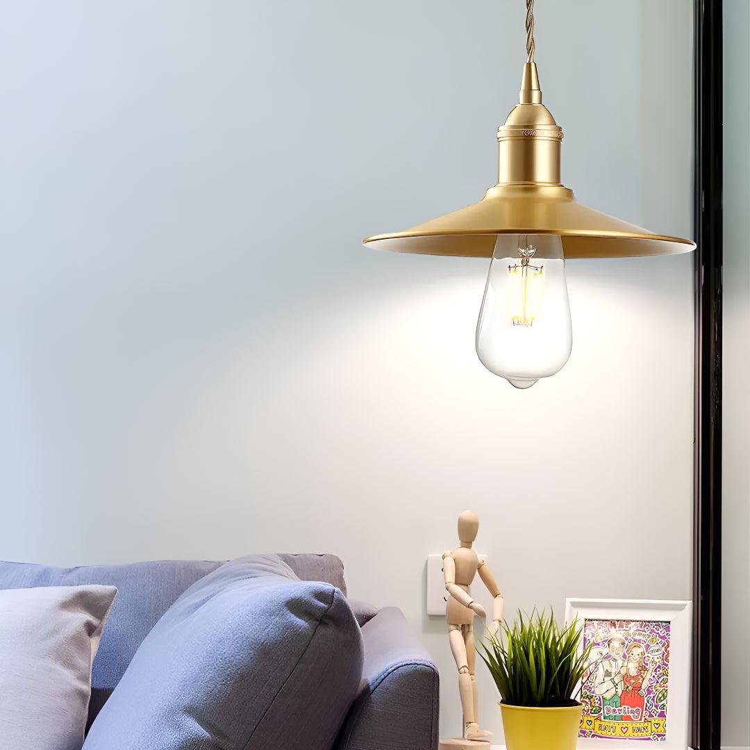 Pendant Light With Vintage Flat Scalloped Shade Design