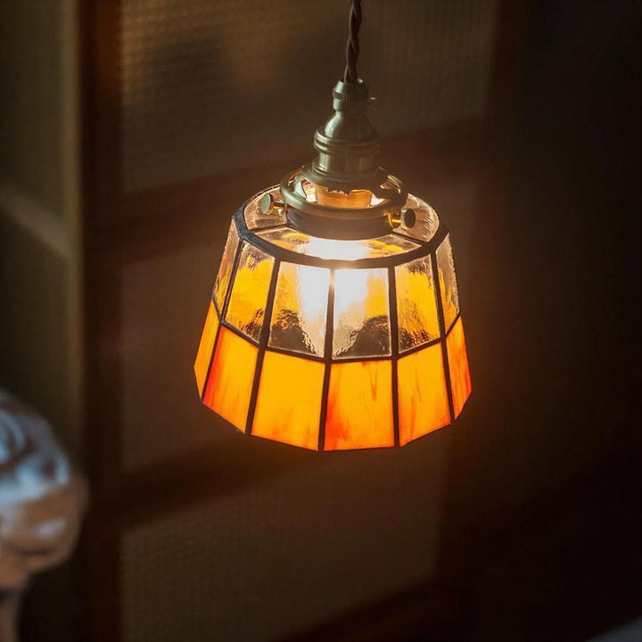 Pendant Light With Vintage Stained Glass Shade