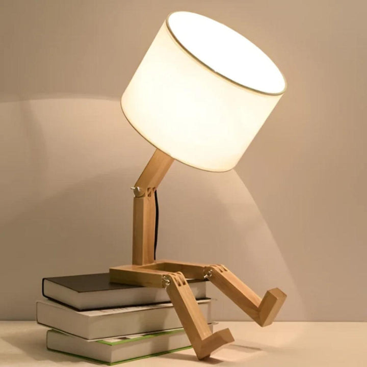 Person Styled Table Lamp With Adjustable Wooden Frame