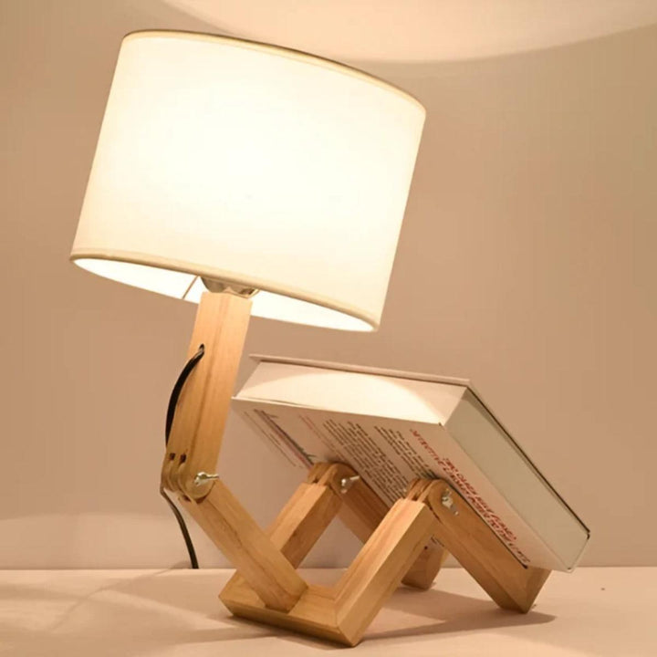 Person Styled Table Lamp With Adjustable Wooden Frame