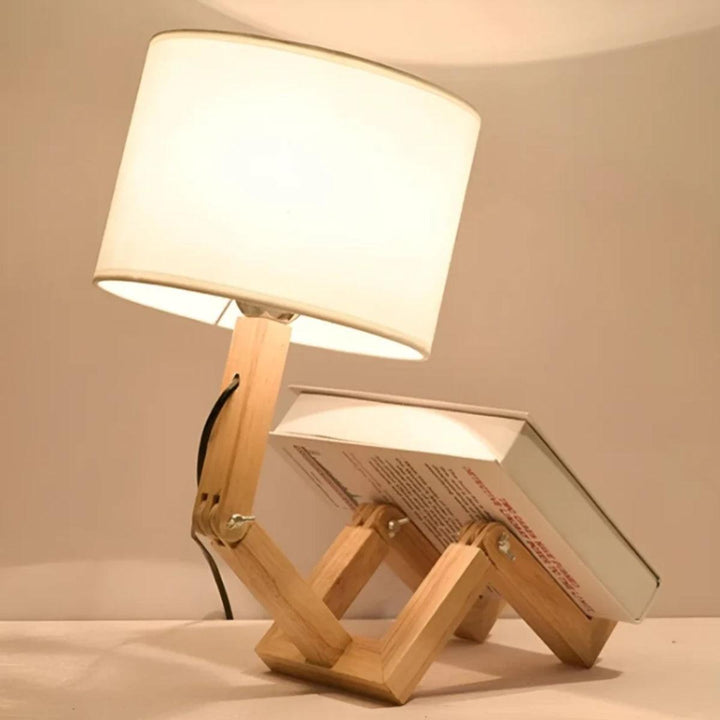 Person Styled Table Lamp With Adjustable Wooden Frame