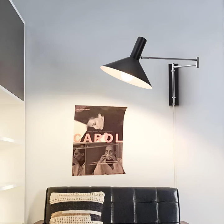 Plug In Wall Lamp With Adjustable Swing Arm And Swivel