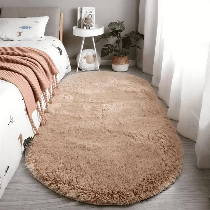 Plush Oval Shaped Carpet Rug With Non Slip Backing