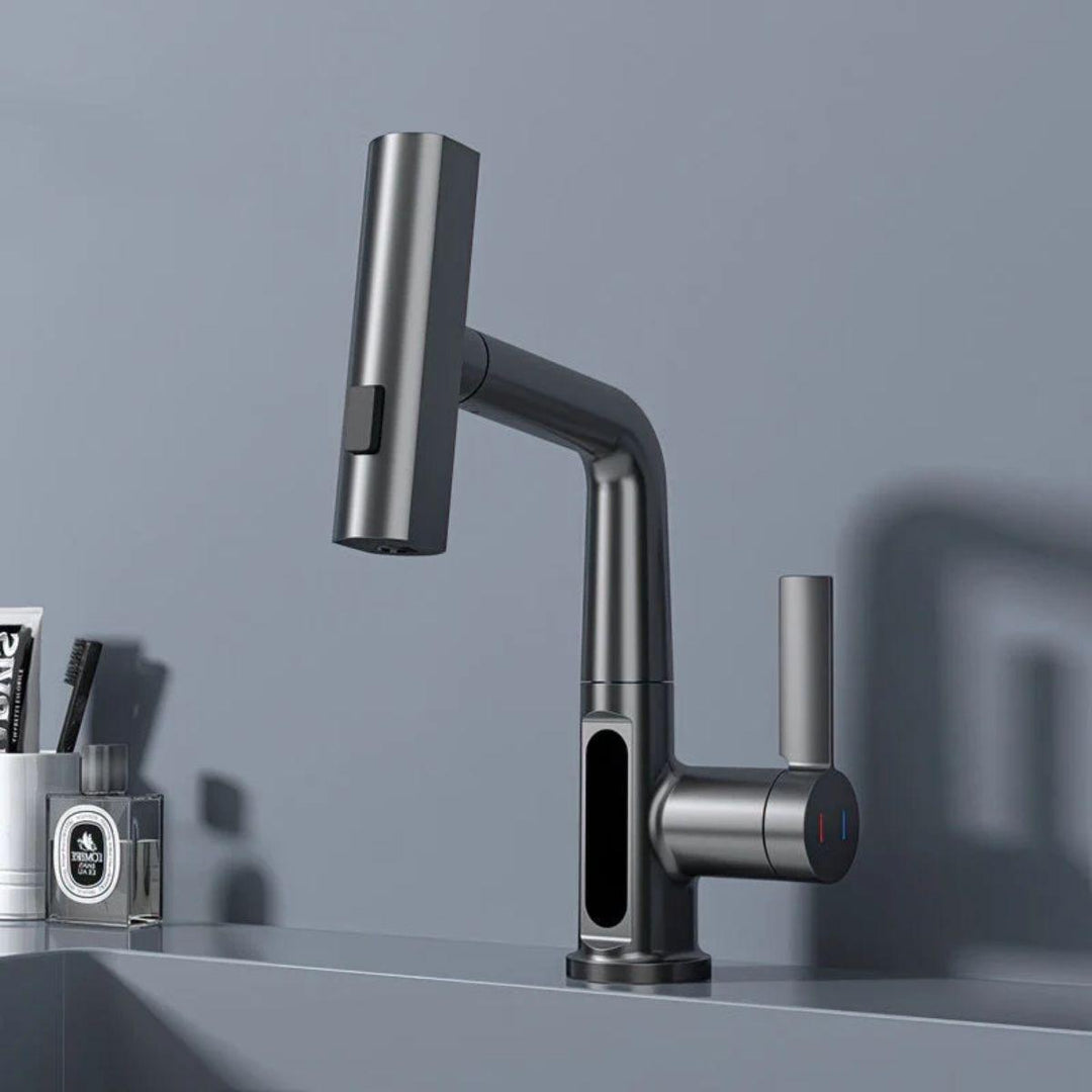 Pull Out Kitchen Sink Mixer Tap With LED Temperature Display