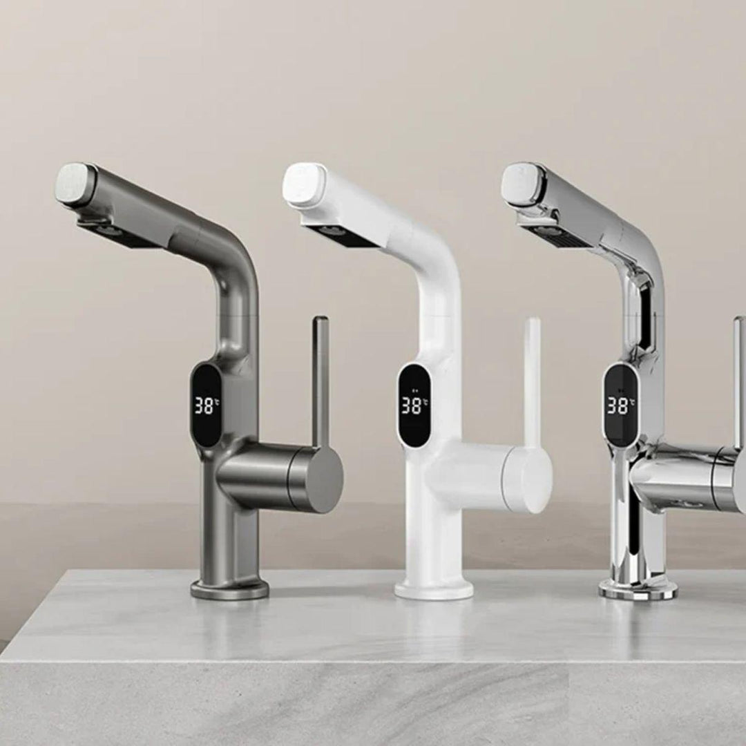 Pull Out Kitchen Sink Mixer Tap With LED Temperature Display