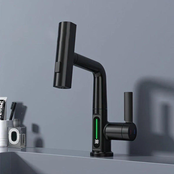 Pull Out Kitchen Sink Mixer Tap With LED Temperature Display