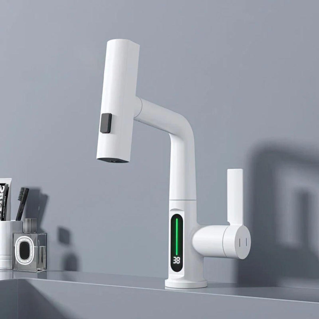Pull Out Kitchen Sink Mixer Tap With LED Temperature Display