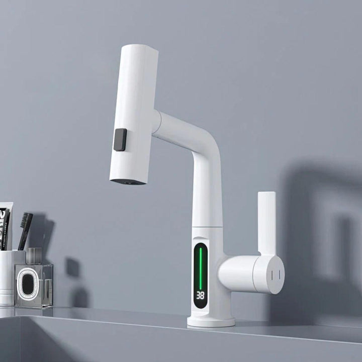 Pull Out Kitchen Sink Mixer Tap With LED Temperature Display