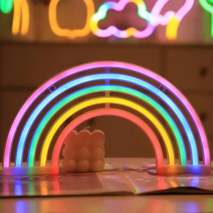 Rainbow Designed Cordless Night Light Table Lamp With Battery Operation