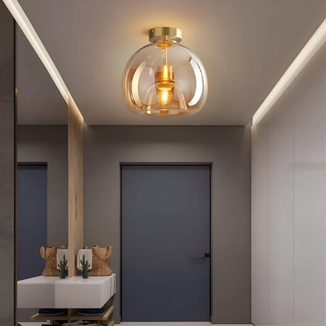 Retro Vintage Glass Globe Flush Mount Ceiling Light Fixture With Contemporary Style