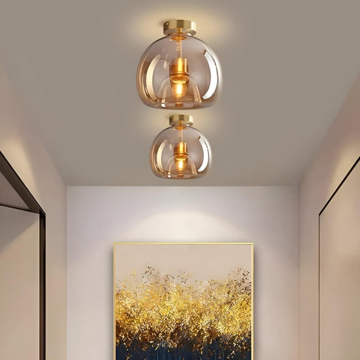 Retro Vintage Glass Globe Flush Mount Ceiling Light Fixture With Contemporary Style